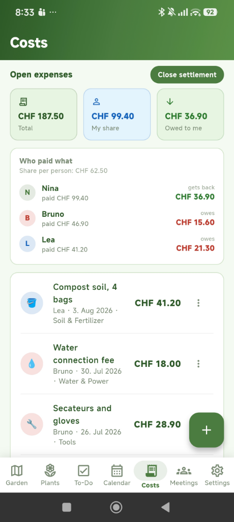 Cost overview: who paid how much and who owes whom what